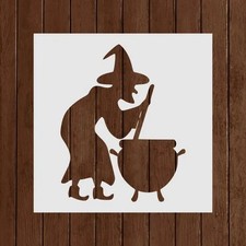 Witch over Cauldron Stencil - Reusable Witch over Cauldron Stencil - DIY Craft