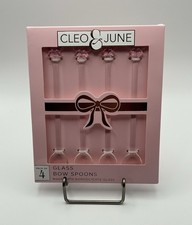 Juego de 4 cucharas de vidrio rosa Cleo & June NUEVO