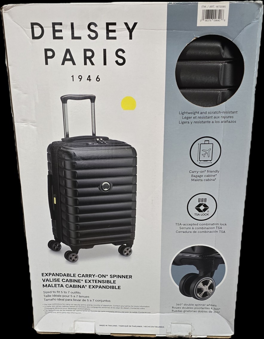 Delsey Paris Horizon Expandable 20" Spinner Carry on Luggage- Black