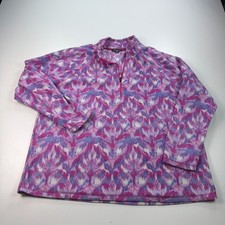 Eddiei Bauer 1/4 Zip Pullover Fleece Sweater Womenes 2XL XXL Purple Geometric
