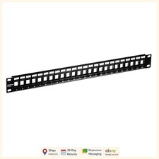 24-Port Blank Keystone Patch Panel for Cat6 Jacks, 1U Rackmount Design