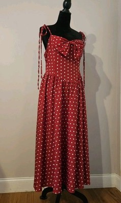 shein curve 1XL Maxi Red Dress White Polkadot Sarafan Sleeveless Vintage...  | eBay