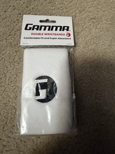 Gamma Elite Double Wide Tennis Wristband 2 Pack White