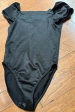 Girls Black Solid Short Sleeve Dance Leotard for Dancewear Size 8