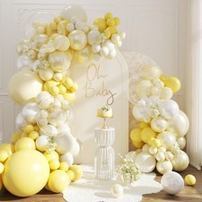 Yellow Balloon Arch Kit 108Pcs Double Pearl Yellow Pastel Yellow White Clear ...