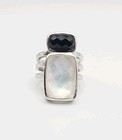 M India Sterling Silver 9.39ct Checkerboard Crystal Quartz & Onyx Ring Size 7 — photo 6