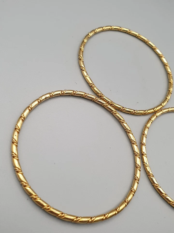 Elegante 3 Vintage vergoldete gedrehte Armreifen von Pierre Cardin - Bild 2 von 4