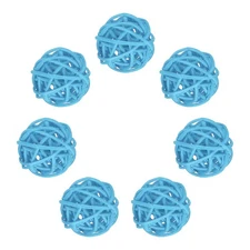 7Pcs Wicker Rattan Balls, 1.2 in Dia Rattan Decorative Balls, Sky Blue