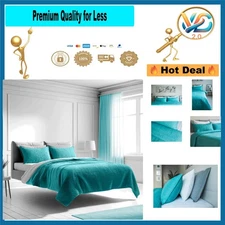Prestige Collection Microfiber Bedspread Coverlet Set King Blue Ocean Teal 3-...