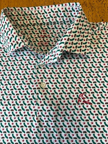 Rhoback Herren Performance Polo State of California Flagge L All Over Print