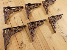 6 Antique Style Wall Brackets Cast Iron Corbels Rustic Brace SMALL 3 1/2 X 4 1/8