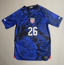 Nike USMNT Team USA World Cup 2022 Away Soccer Jersey Youth L Blue #26 Butowski