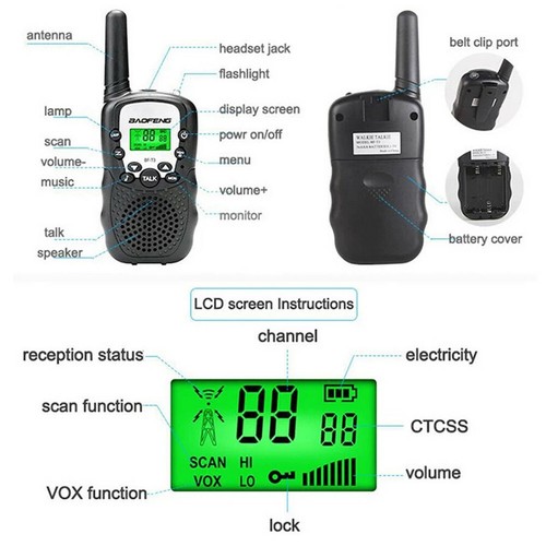 2PCS Baofeng Two-Way Walkie Talkie UHF Radio Portable Kids Toy Adjustable Volume - Picture 5 of 17
