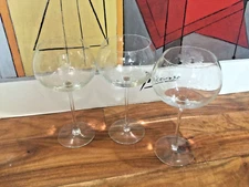 Vintage Flower Etched BLOOM Etched LARGE 7.5'' BALOON GOBLET WINE RARE SET 3