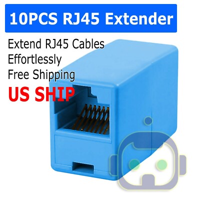 10X RJ45 CAT5 6 LAN Ethernet Splitter Adapter Extender Coupler Jointer Connector