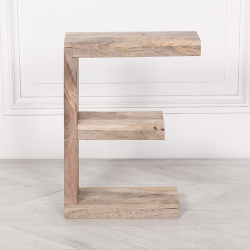 Vintage Industrial Occasional Side Table Mango Wooden E Shelf Sofa End Table - Picture 3 of 5