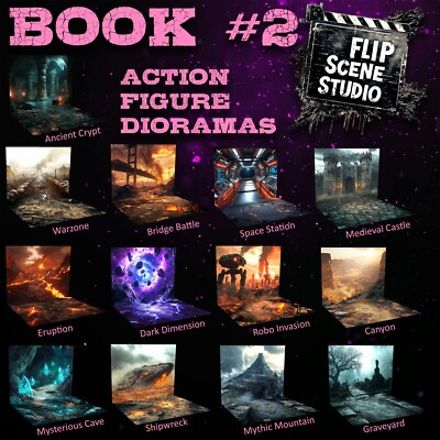 Flip Scene Studio Set 02 Action Figure Photography Diorama Backdrop - 13 Scenes