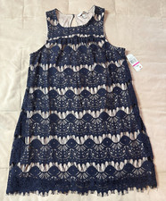 NWT Speechless Juniors Navy Taupe Sleeveless Knee Length Dress Size M
