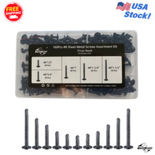 160-Piece Assorted Screw Set – #8 Self-Tapping Truss Head Screws, 410 Stainless