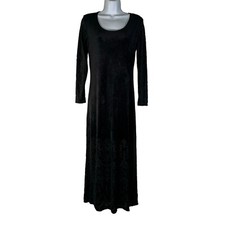Vintage Carole Little Black Floral Burnout Velvet Maxi Long Dress Goth Witchy 6