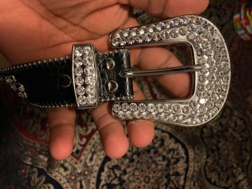 BB SIMON BELT FROSTED BLACK SWAVORSKI CRYSTALS 150$ n its yours pm