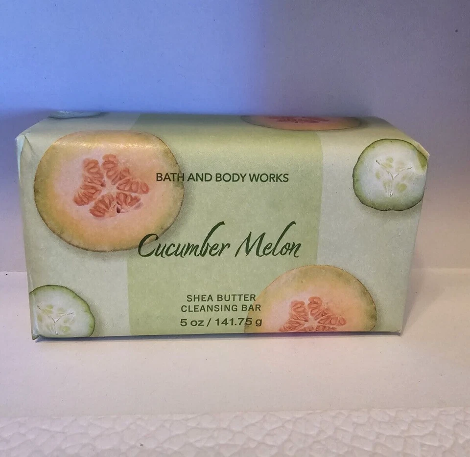 2 Bath & Body Works CUCUMBER MELON Shea Butter Cleansing Bar Soap NEW - Image 2 of 2