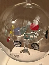 Set of 3 Clear Glass Christmas Ornaments, 3 1/2” Round Balls - Made in Italy