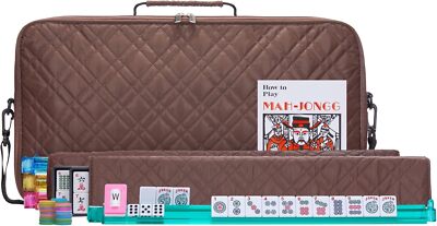 American Mahjong Set  Coffee - Quilted PU Leather Carrying Bag, Mah Jongg Set