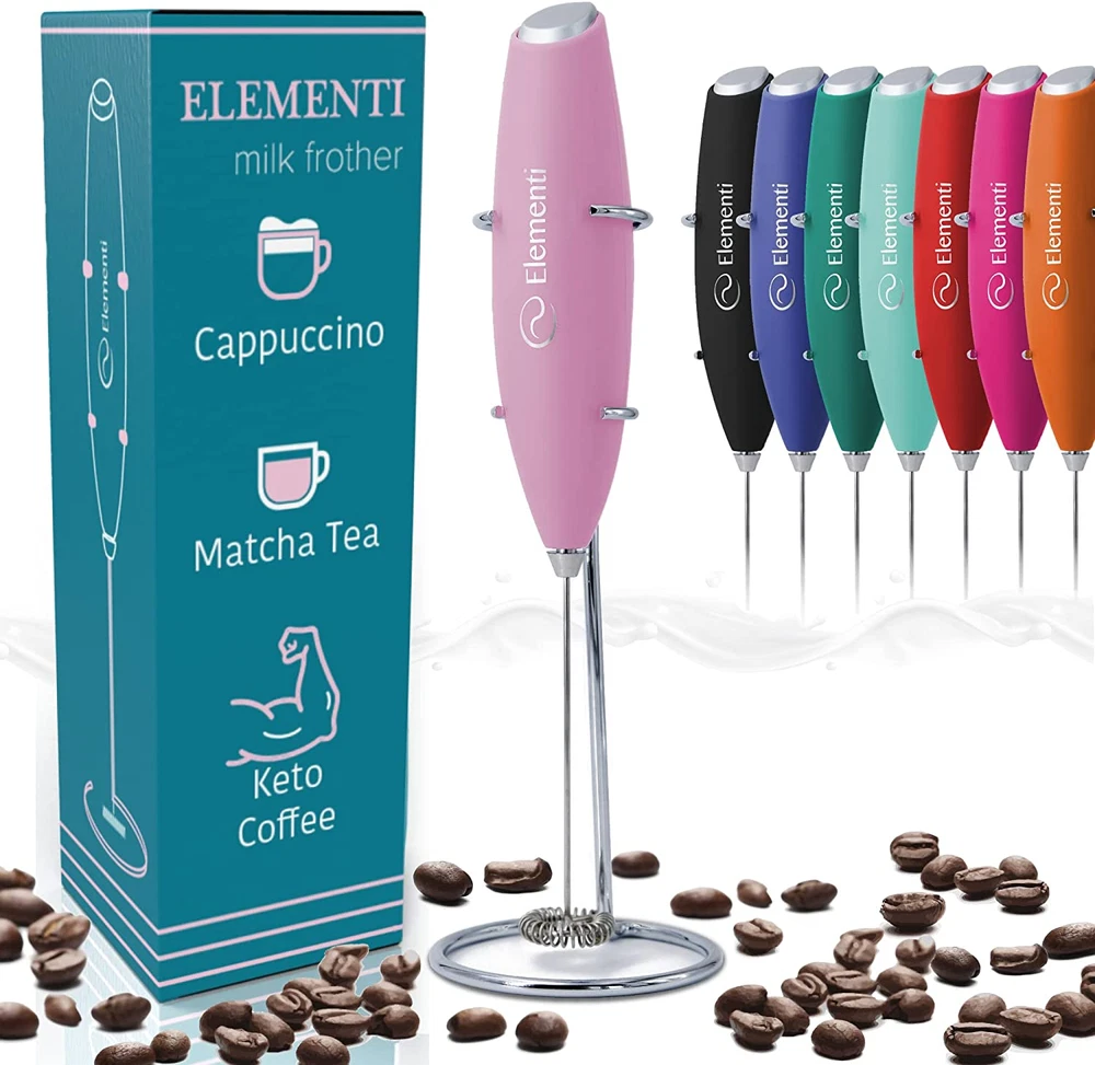 Milk Frother Wand & Matcha Mixer, Mini Electric Whisk for Coffee - Frother for C