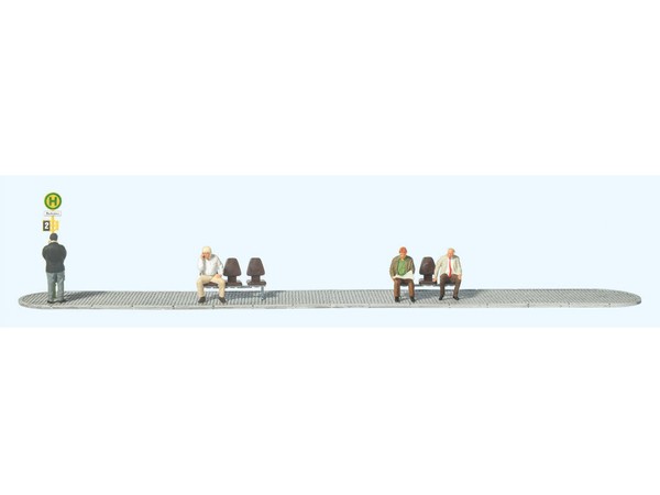 Preiser 10706 Wartende An Haltestelle 4 Figuren ZubehöR Exklusivserie H0 Neu-image