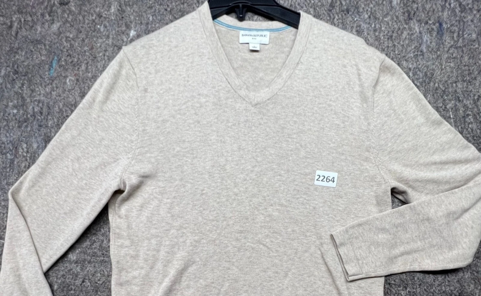 VETEMENTS Felpa uomo Banana Republic media beige scollo a V maglione cotone M
