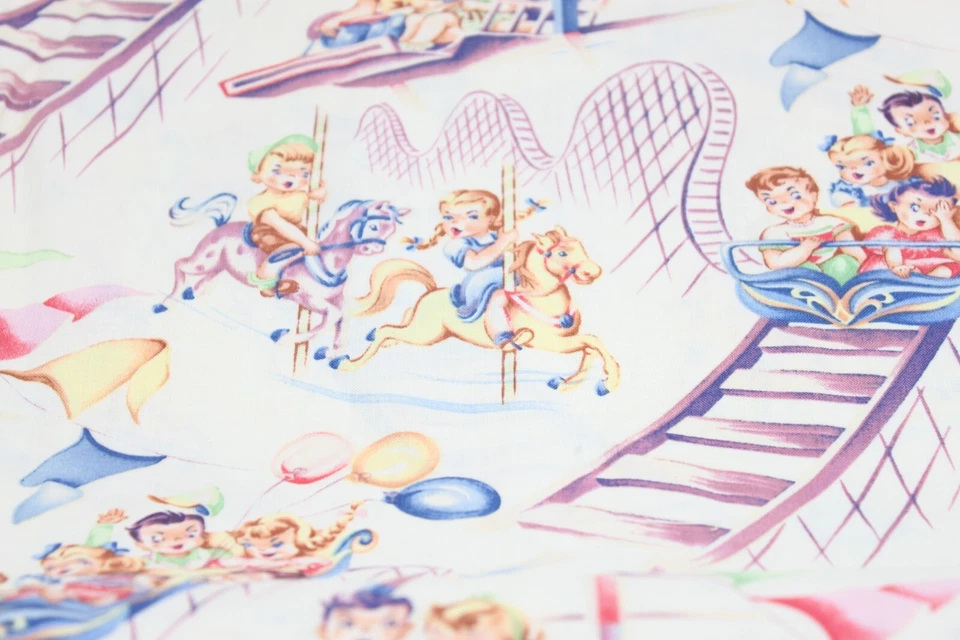 Tela de algodón Michael Miller vintage retro niños en montaña rusa POR YARDA Foto 4 de 4