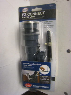 NEW Danco EZ Connect Pop Up Drain Chrome Finish 10691 With Removable Stopper