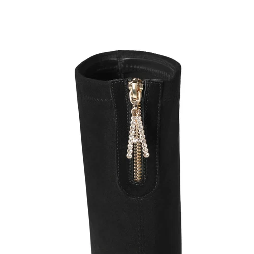 Overknee Socken Stiefel eckiger Absatz Schuhe Wildleder Damen spitz zulaufend hoher Absatz - Bild 16 von 25