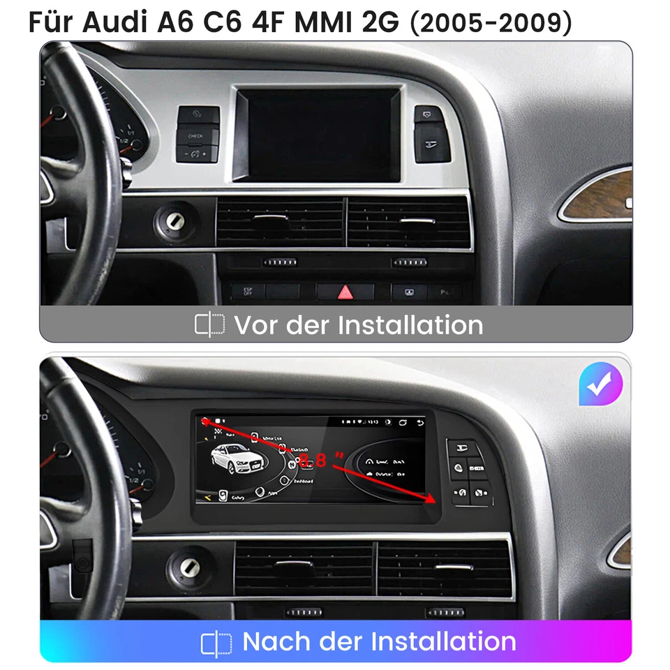 8.8"Carplay Autoradio Für Audi A6 C6 4F MMI 2G 2005-2009 Android GPS NAV 6+128G - Bild 2 von 4