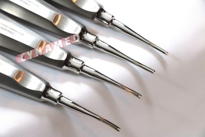 German 4-Piece Dental Surgery Elevator Set - Straight & Curved Luxating Elevators