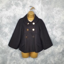 Dunnes Stores Jacket Size 12 Uk Black Blend Wool 3/4 Wider Sleeve A Style Button