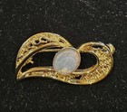 Vintage Gold Toned Brooch Pin with Faux Opal 1.5"