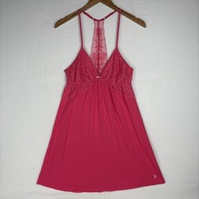 VICTORIA  S SECRET Pink Baby Doll Nightie Size Small Chemise Lace Racer Back