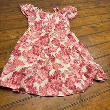 Old Navy Girls XL 14-16 Pink Floral Tiered Smocked Flutter Sleeve Dress