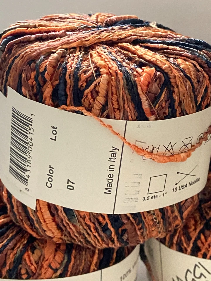 Maggi Knits Mist Slub Yarn Hand Knitting Viscose Italy Halloween Orange Black - Image 4 of 4