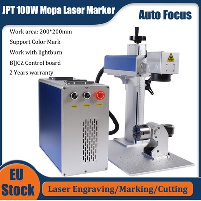 100W Mopa M7 Fiber Laser Marking Cutting Machine Ezcad2 Rotary Auto focus EU