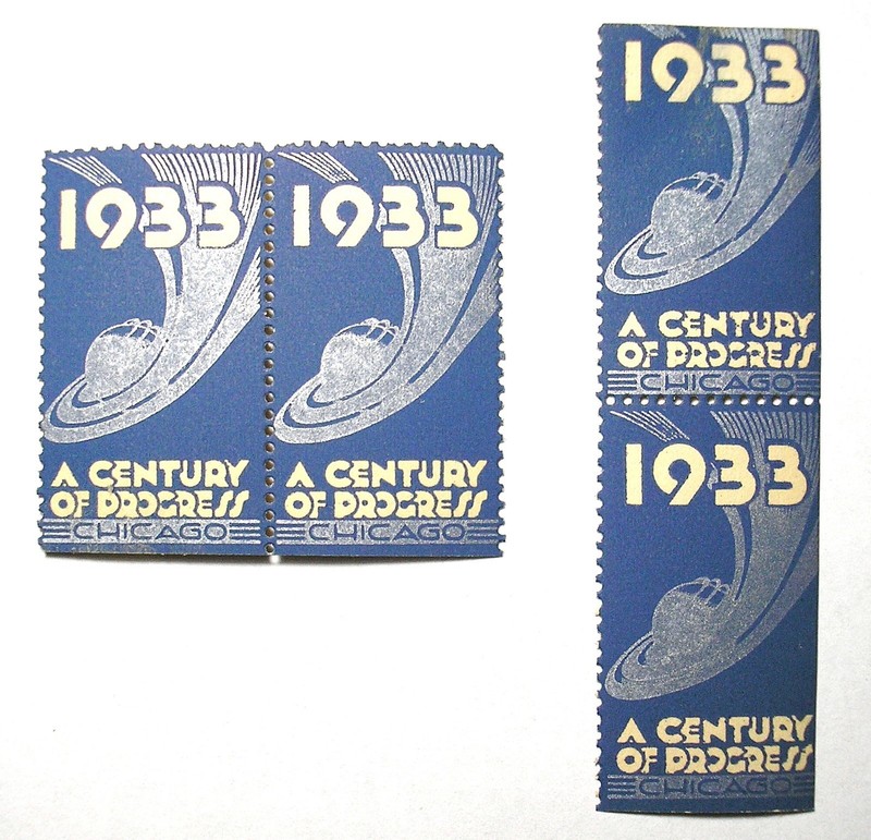 Lot of Four 1933 A Century of Progress - Chicago poster stamps + Free Shipping 
