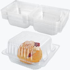 100 Pcs Clear Plastic Take Out Containers,Disposable Clamshell Dessert Container
