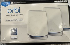 Netgear Orbi WiFi 6 AX4200 1 Router 2 Satellites 7 Rooms 4.2 Gbps- Open Box-