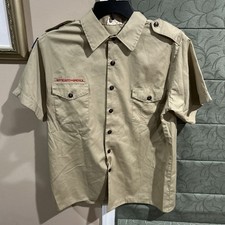Boy Scout BSA UNIFORM SHIRT Mens Large Short Sleeve Tan J55