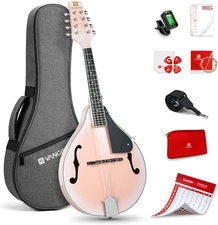 Vangoa Mandolin instrument A Electric-Acoustic Mandolin, Sunset Pink Mahogany 