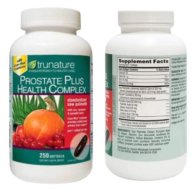 trunature Prostate Plus Health Complex, 250 Softgels with Saw Palmento, New.
