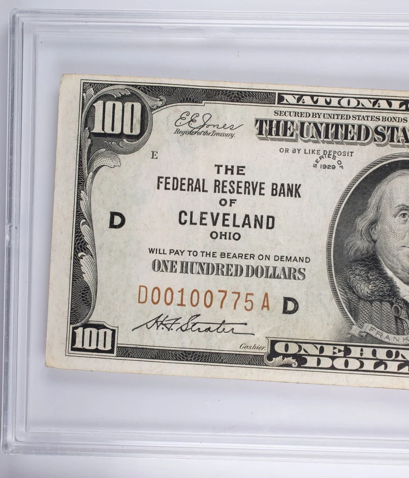 1929 $100 FRBN of Cleveland, Ohio Jones/Woods Signed FR. 1890-D in Holder - Image 2 of 4