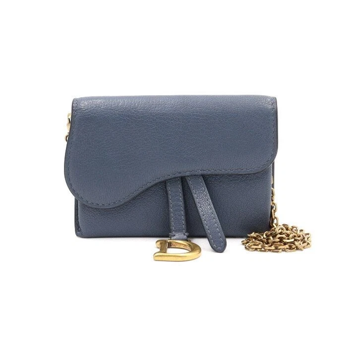 Dior Selle Chèvre Bleu Nano Pochette Chaîne Portefeuille Ceinture Sac Bandoulière aa46187